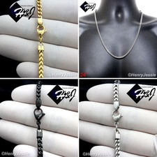 20"24"30"Stainless Steel 2/3mm Silver/Gold/Black Plated Franco Curb Box Necklace