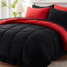 Queen Comforter Set 7 Piece, Reversible Bed in a Bag Queen Size, Bedding Set