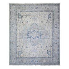 7'10" x 9'7" Ivory Stone Washed Peshawar Organic Wool Hand Knotted Rug R73279