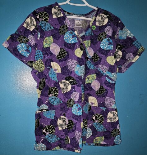 Scrubs size Large gently used condition purple with blues, greens, black - Picture 1 of 1