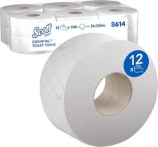 Scott Essential Jumbo Roll Toilet Tissue 8614 - 2 Ply Toilet Paper - 12 Rolls x
