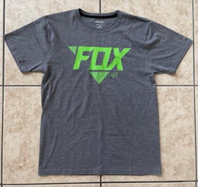 Fox Tech Racing Men s Short Sleeve T-Shirt Gray Graphic Medium Sports Dirt Tee