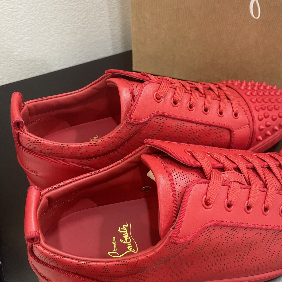 Christian Louboutin Louis Junior Spikes Orlato Red 44.5 | eBay