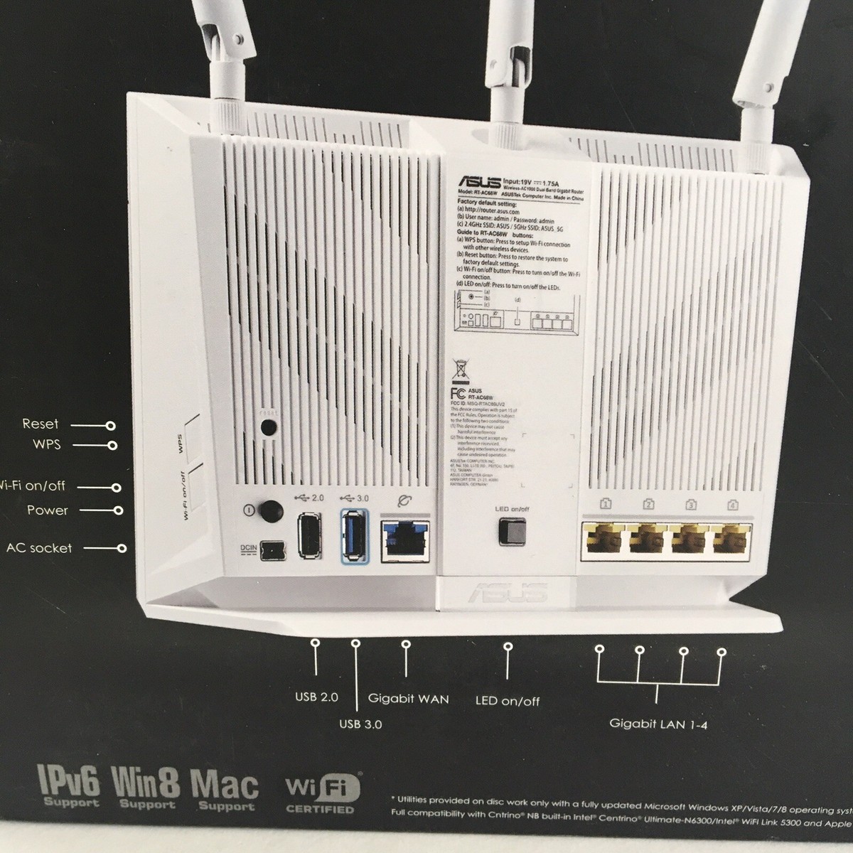 Asus AC1900 RT-AC68W Dual Band Wireless Gigabit Router White | eBay
