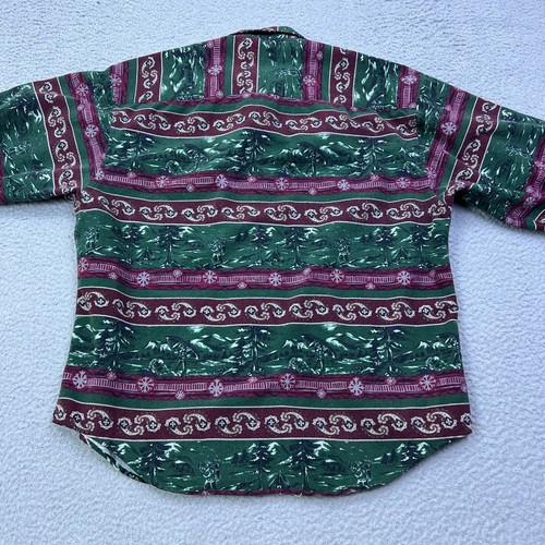 VTG Pendleton Shirt Mens L Green/Red Christmas Paisley Button Up Western Chamois - Picture 10 of 11