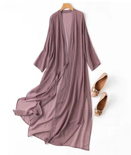  Seiden Cardigan dünn lang Oberteil Kimono Schal Mantel Sommer Strand Cover Up MM148 - Bild 23 von 40