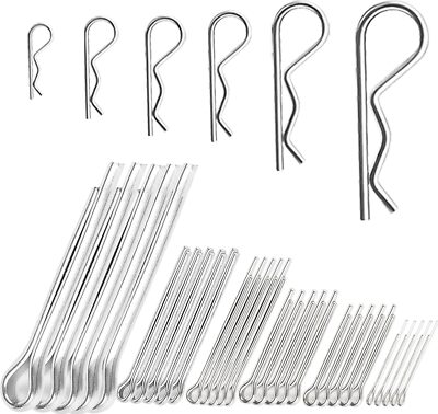 60Pcs Cotter Pin Hair Assortment Kit Zinc Plated R Clip Key Fastener Fitting Set