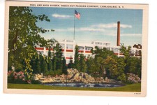 Linen Postcard: Beech-Nut Packing Company, Canajoharie, New York - pool; Factory
