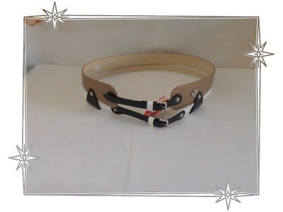 Ceinture Fantaisie Large Doca - Blanche Et Marron - Taille 90 Cm - Neuve Avec étiquettes - Femme