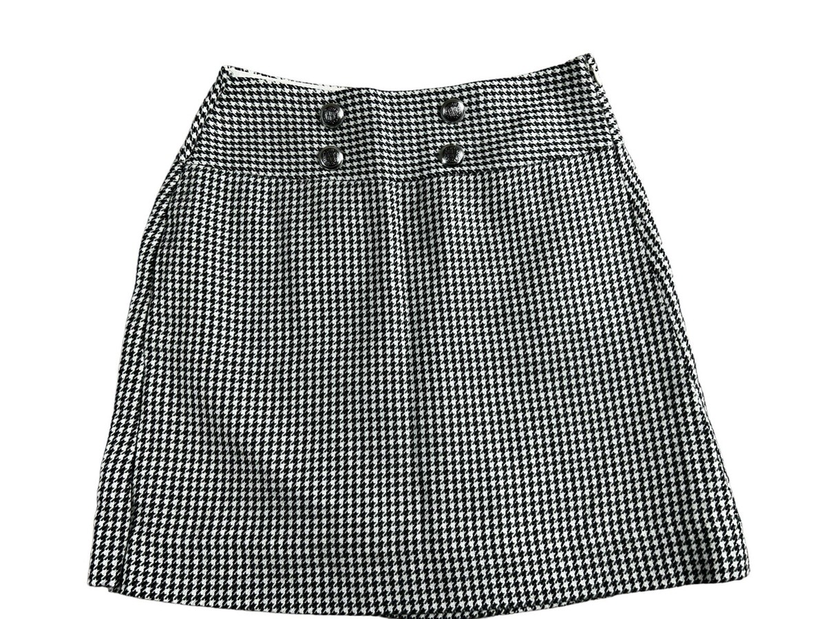ミニスカート Houndstooth High-Rise Wool-Blend Mini Skirt The Limited Skirt Women's Sz 4 Black White Houndstooth Wool