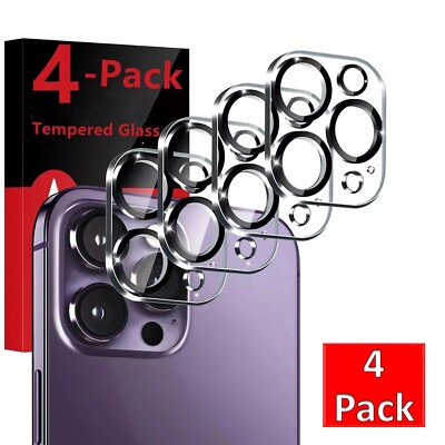 4x For iPhone 16 15 14 13 12 Pro Max Tempered Glass Camera Lens Cover Protector