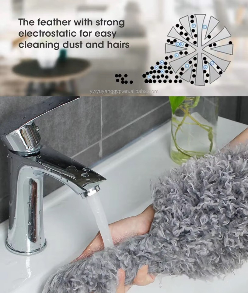 Flexible Stainless Steel Telescopic Microfiber Duster w/ Extension Pole