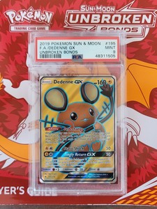 19 Pokemon Sun Moon Unbroken Bonds 195 Dedenne Gx Full Art Psa 9 Ebay