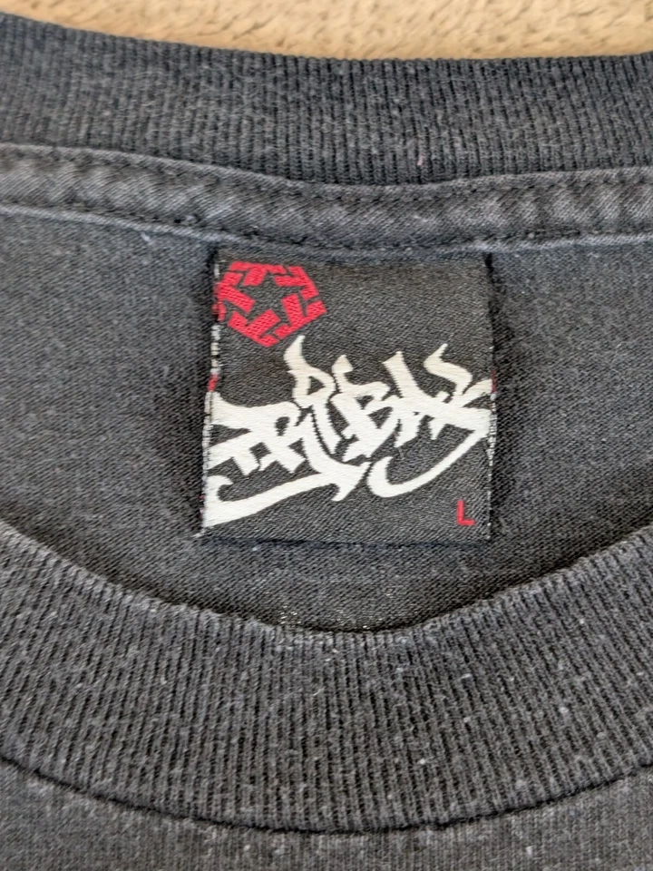 Camiseta De Colección Tribal Grande Negra Gráfica Ropa de Calle Mexicana Gran Desvanecimiento Foto 3 de 4