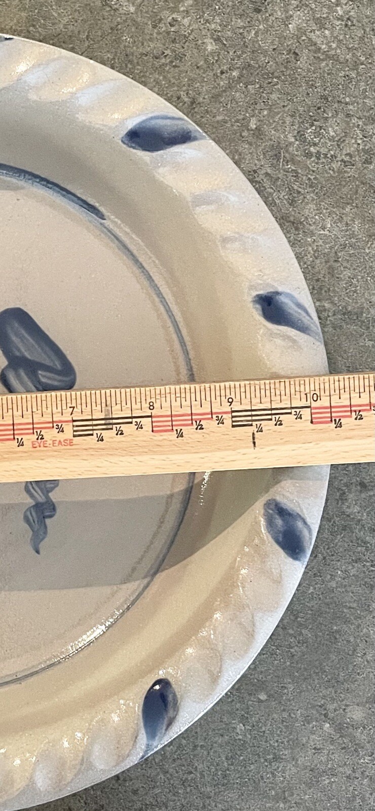 Rowe Pottery Works Crimped Edge Salt Glaze Pie Plate Apple Design- Dated 2001