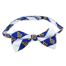 High Quality 100 Silk Masonic Bow Tie White and Blue