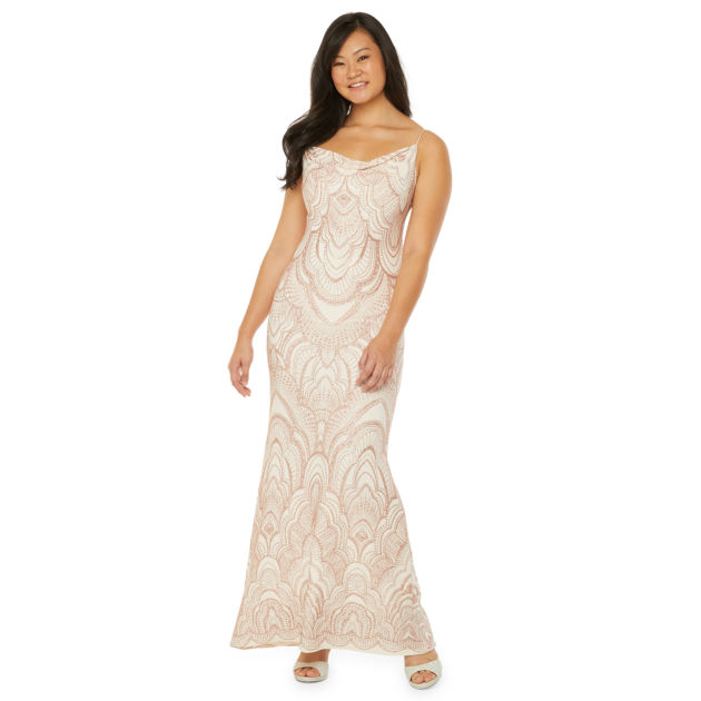 slim fit dress slacks Peony Rice STYLE: KELLY Gold Pailette Slip Dress main image 0