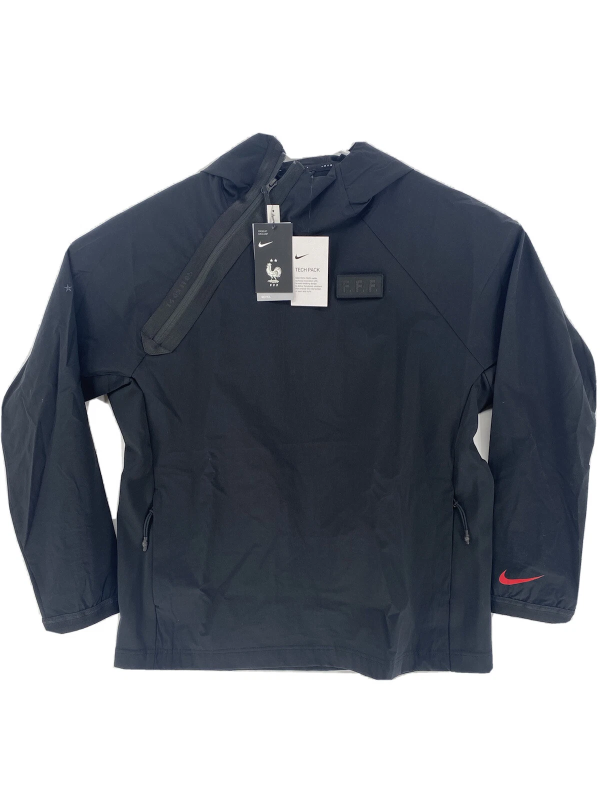 Nike FFF Tech Pack France Woven Black Jacket Black CV5661 010 Size Large New