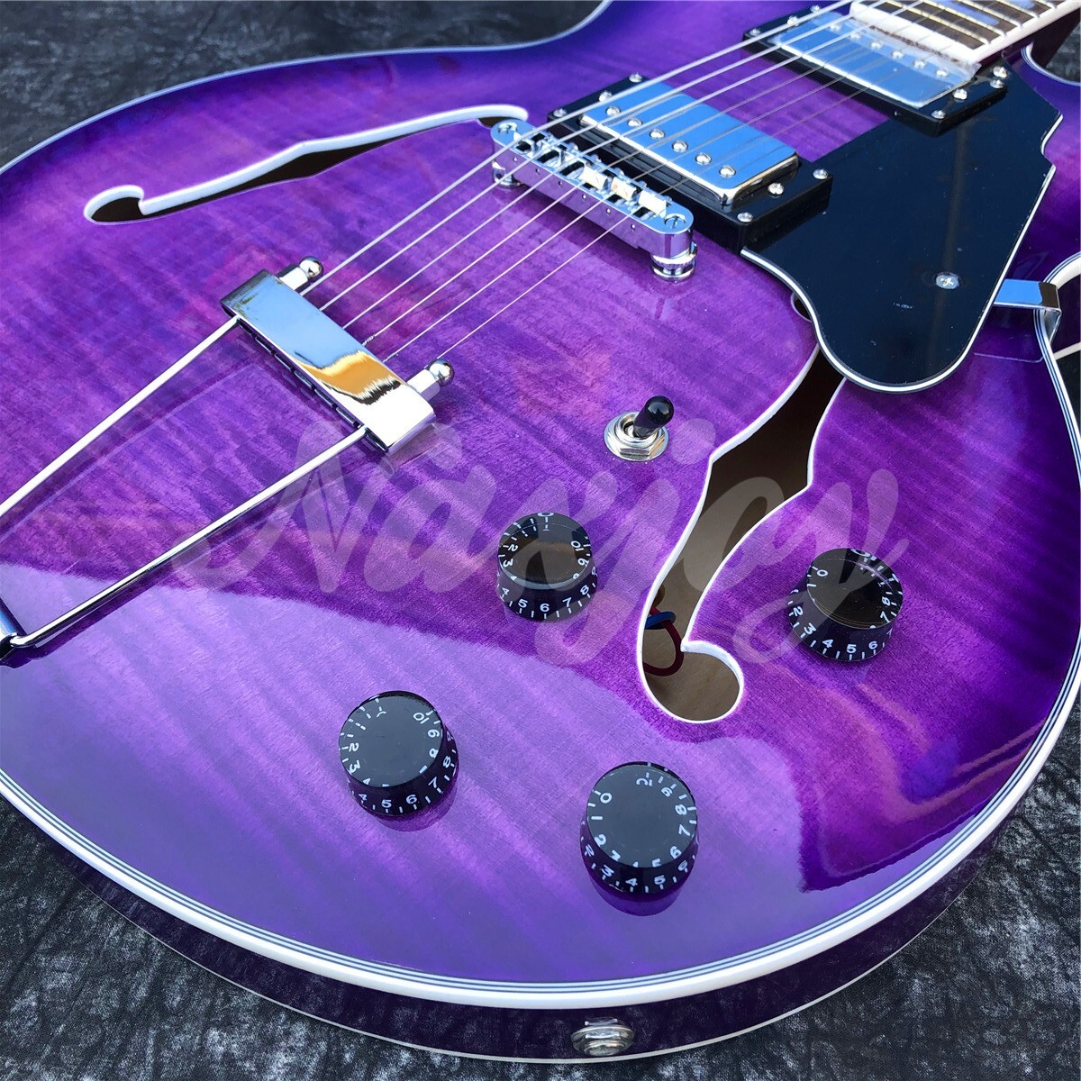 New Grote Purple Flame Maple Archtop Semi Hollow Jazz Electric