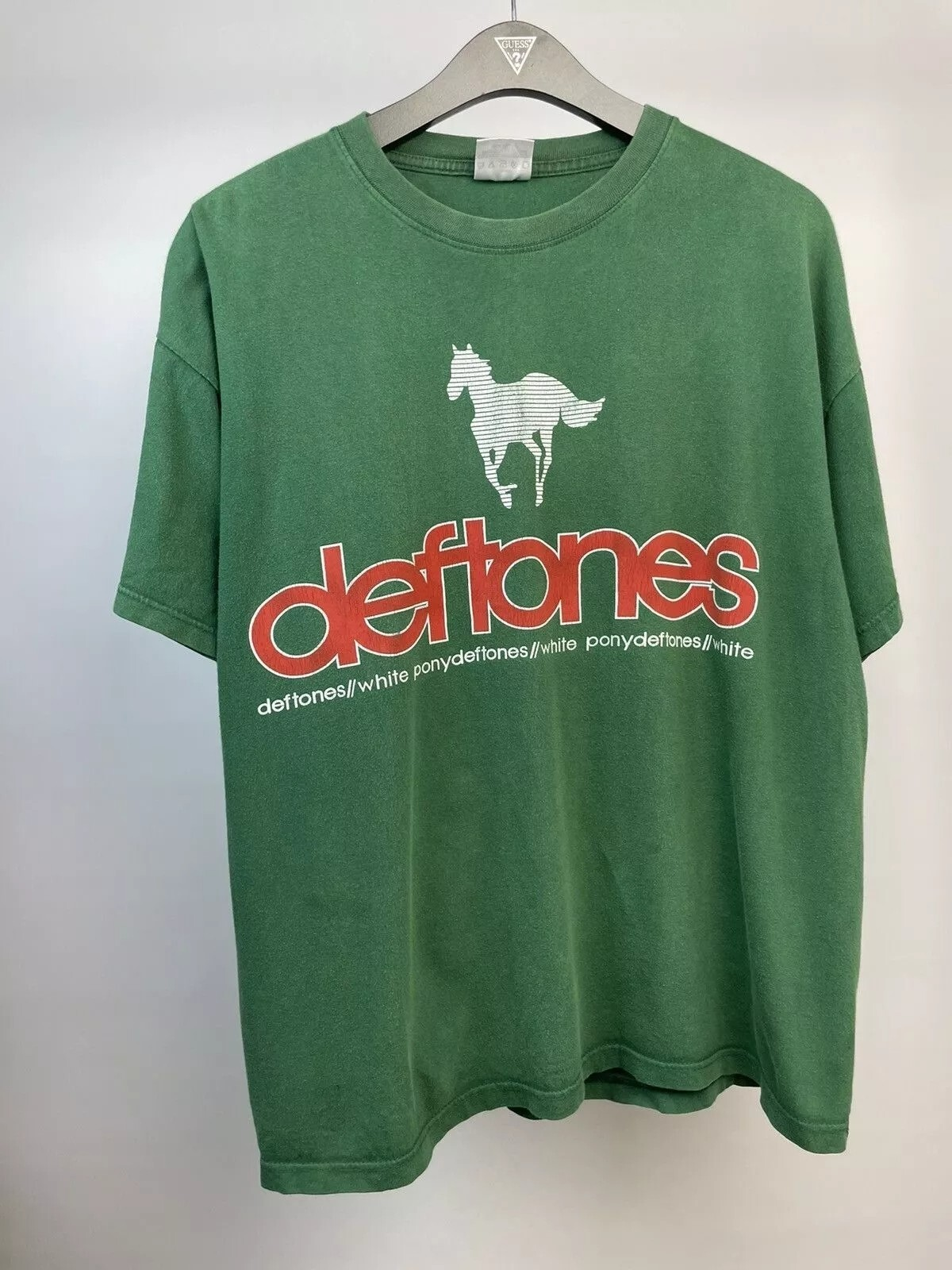 T shirt Deftones Band bianca album pony verde unisex cotone ristampa S 5XL