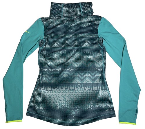 NIKE Pro Dri-Fit Thermal Shirt Size MEDIUM Teal Green Geometric Print Turtleneck - Picture 8 of 13