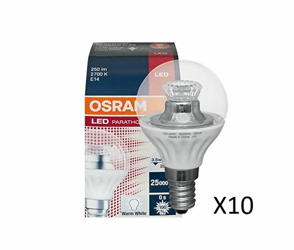 10 StüCk Osram Led Tropfenlampen 3,5W(25W) 827 250Lm Klar E14 25000 St.-image