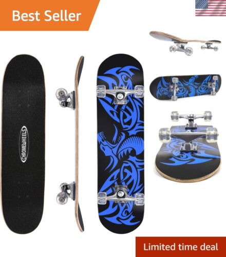 31-Inch Double Kick Skateboard - 8-Layer Maple Deck for Kids & Beginners