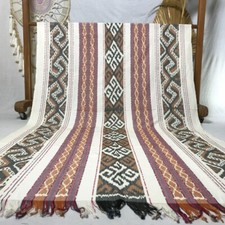 Ethnic Blanket Woven Fabric Original Indonesian Handmade Cream