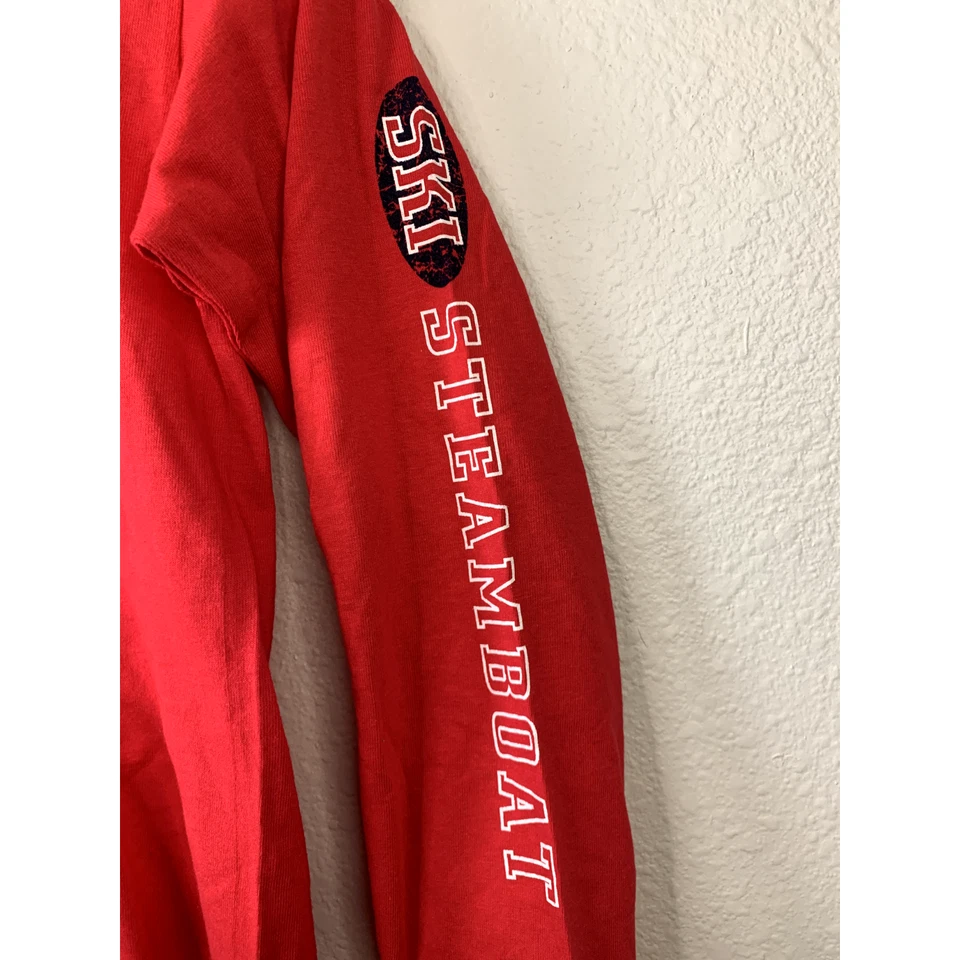 90-е Винтажная Наковальня Молодежная Большая Пароход Колорадо CO Лыжи Длинный Рукав Красная Рубашка - Изображение 3 из 4