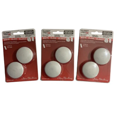(3) Knape & Vogt Closet Pro HD Heavy Duty Decorative Closet Pole End Caps White