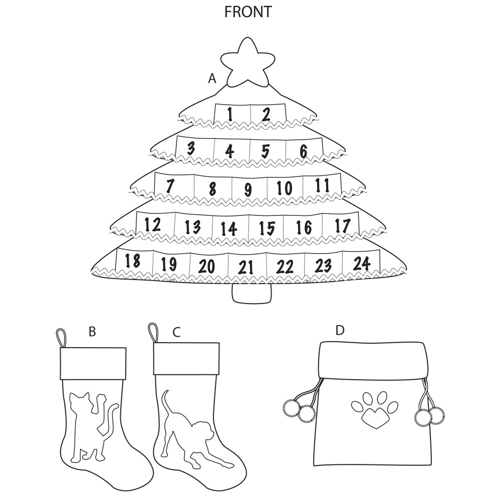 SEWING PATTERN Sew Christmas Gift Dog Cat Lover - Advent Calendar Stocking  9038 | eBay
