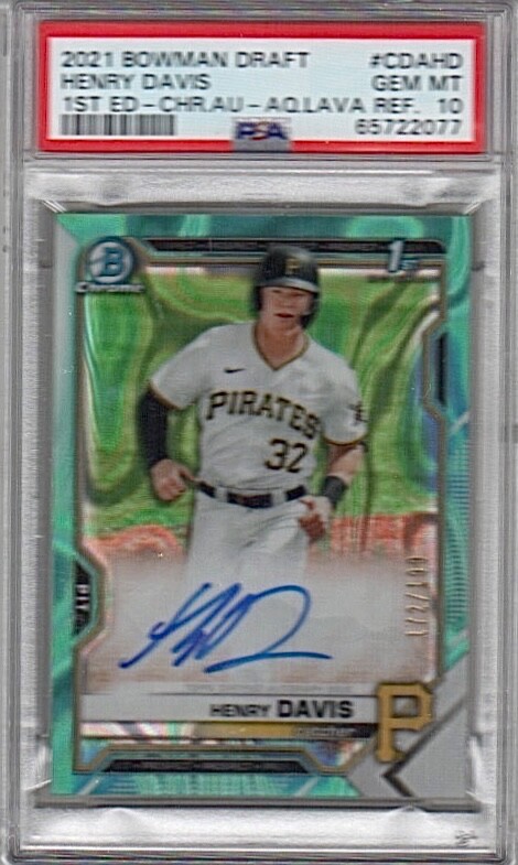 2021 Bowman Draft Chrome Auto 172/199 Cdahd Henry Davis Aqua Lava PSA 10 Gem Mt