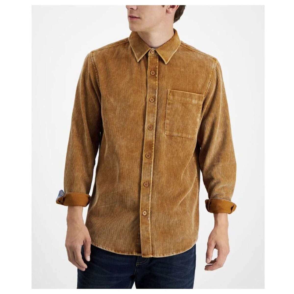 Sun + Stone Men's Corduroy Shirt Caramel Size M | eBay