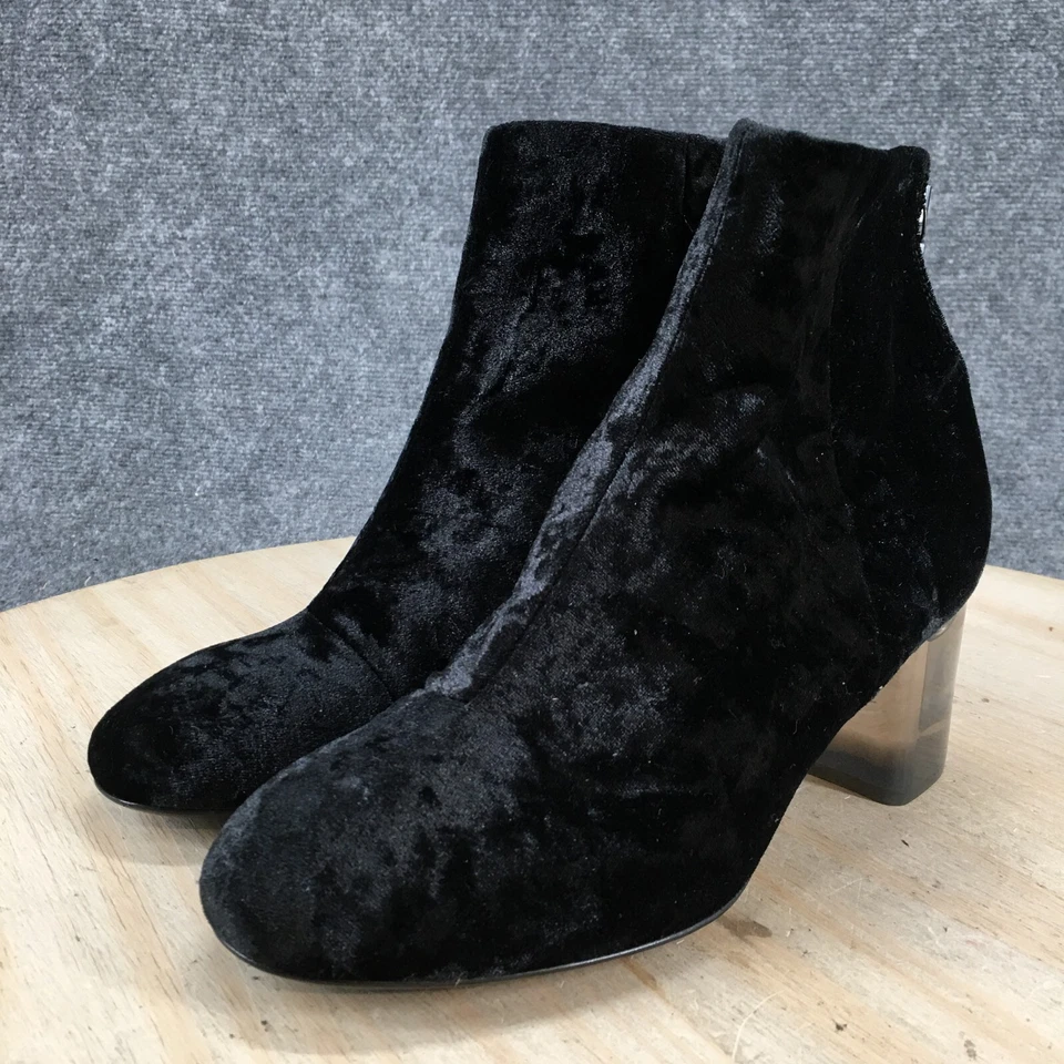 Botas Rag & Bone para mujer 37.5 Drea botines al tobillo tacón ancho cremallera terciopelo negro Foto 4 de 4