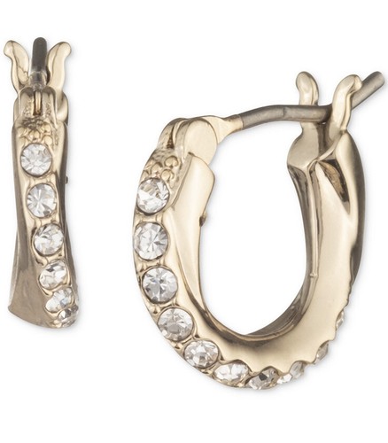 $32 NWT GIVENCHY GOLD TONE CRYSTAL SMALL PAVE TWIST STUD EARRINGS- I7HHH - 第 1/1 張圖片