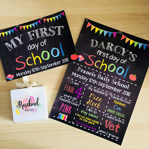 1st First day of school Chalkboard style A4 glossy Prints Personalised Nursery