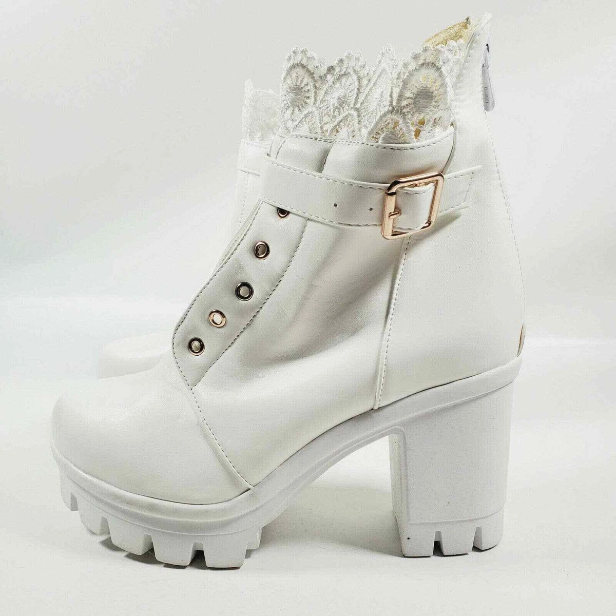 White boots cheap no heel