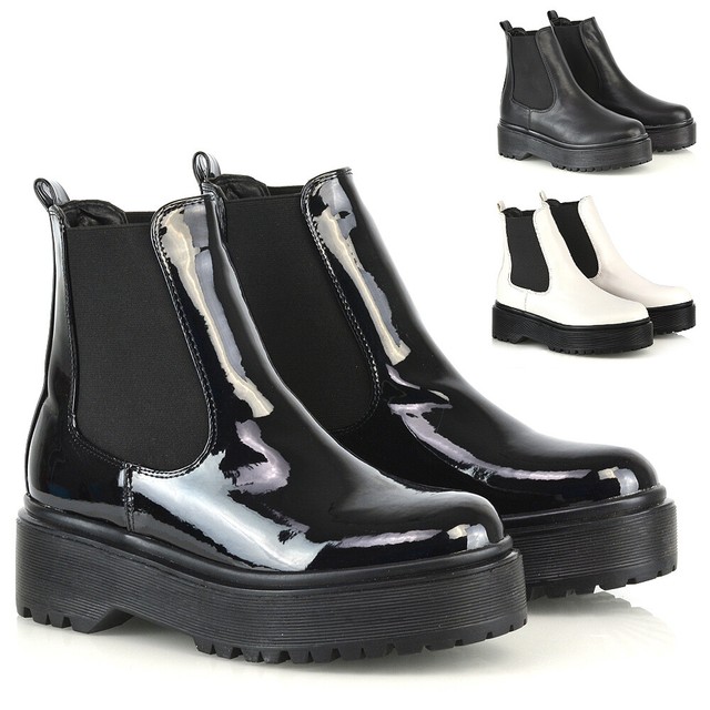 womens patent ankle boots