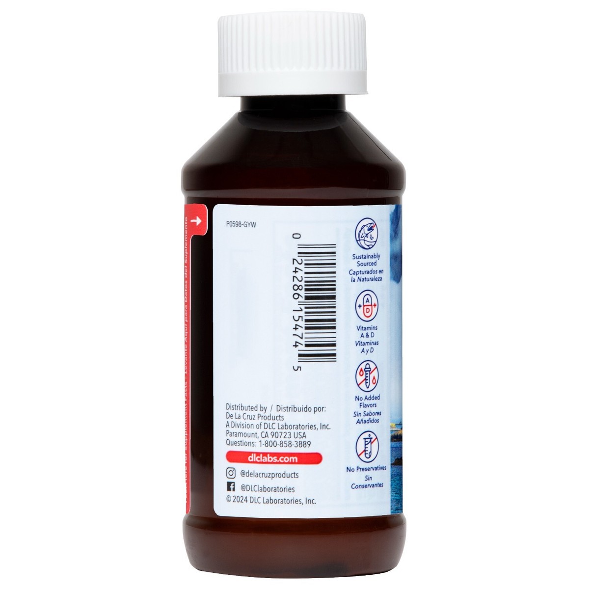 De La Cruz Pure Icelandic Cod Liver Oil - 4 Fl Oz (2 Bottles) Exp 11/2026