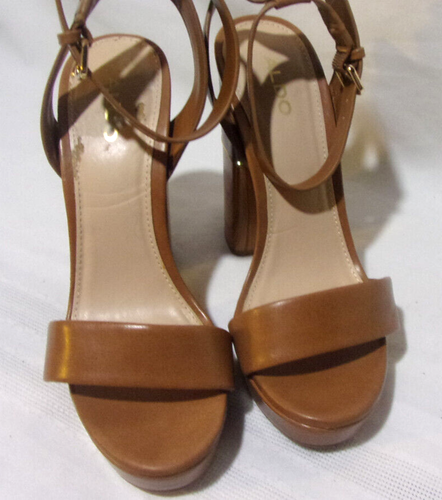 ALDO Women's Pallidus BROWN Ankle-Strap open Toe platform Block Heels US Size 7M - Picture 4 of 9