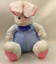 Stuffins Easter Bunny Rabbit Puffalump Stuffed Animal Plush Blue Polka Dot 1993