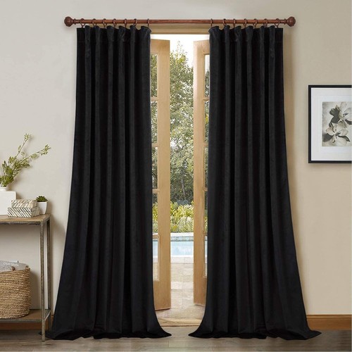 High-Quality Velvet Blackout Curtains, Room Darkening Set W52 x L84 - 2 Panels - Picture 3 of 11