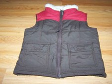 Toddler Size XS 3-4 Gymboree Dark Brown Red Puffer Vest Faux Fur Collar New NWOT
