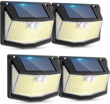 Solar Lights Outdoor 248 LED Security Light Motion Sensor IP65 Wall 4 Pack