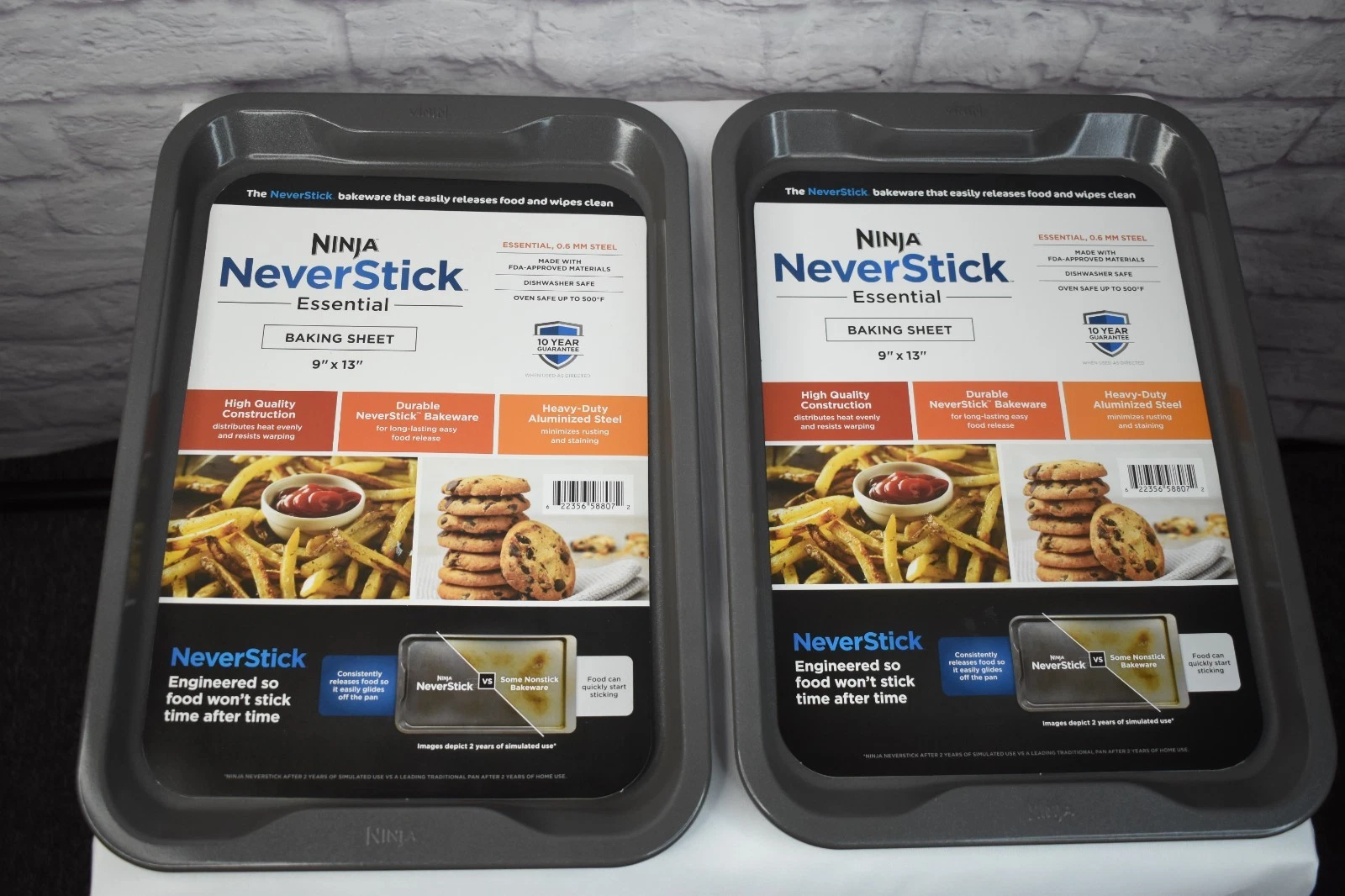 Set of 2 Ninja Essential NeverStick 9x13 Cookie Sheet Pan, Non Stick NEW