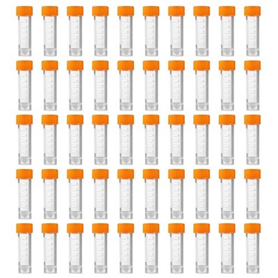50 Pieces 5 ml Flat Bottom Plastic Graduated Sample Vial Storage Container Bo...