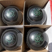 Almark Sterling Slim Line Lawn Bowls – Size 3 HM, Black, Set of 4