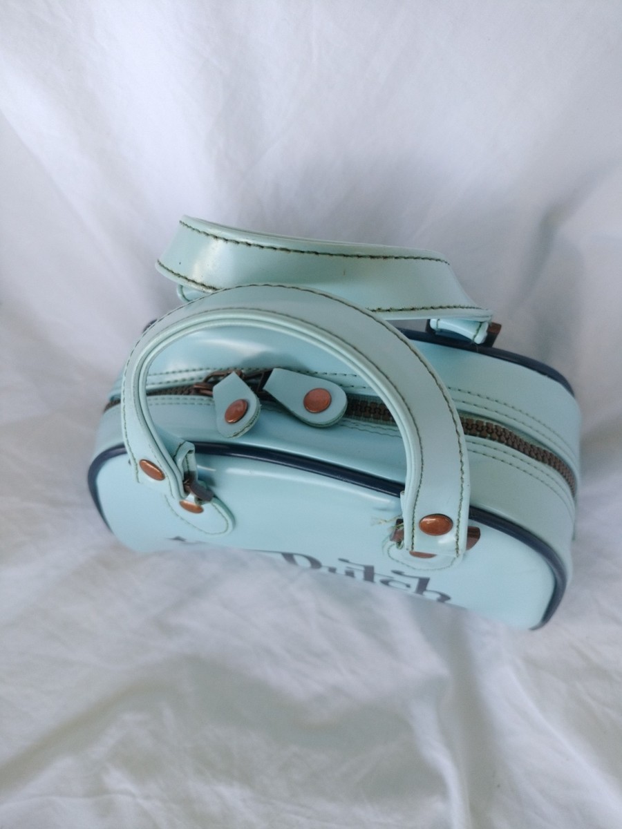 Vintage Von Dutch Blue Patent Leather Bowling Bag Mini Y2K Navy