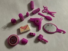 Vintage Barbie Doll Hair Dryer Rollers Mirror Vanity Set Purple 1980’s