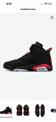 Nike Air Jordan 6 Men s Black/Red Mid Top Lace-Up Colorblock Sneakers